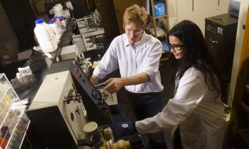 Biomedical engineering graduate student conducting research
